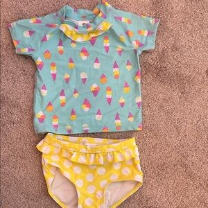 Tucker + Tate Ice Cream Print Swim Set - Aqua and Yellow